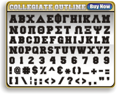 Greek Collegiate Outline Font
